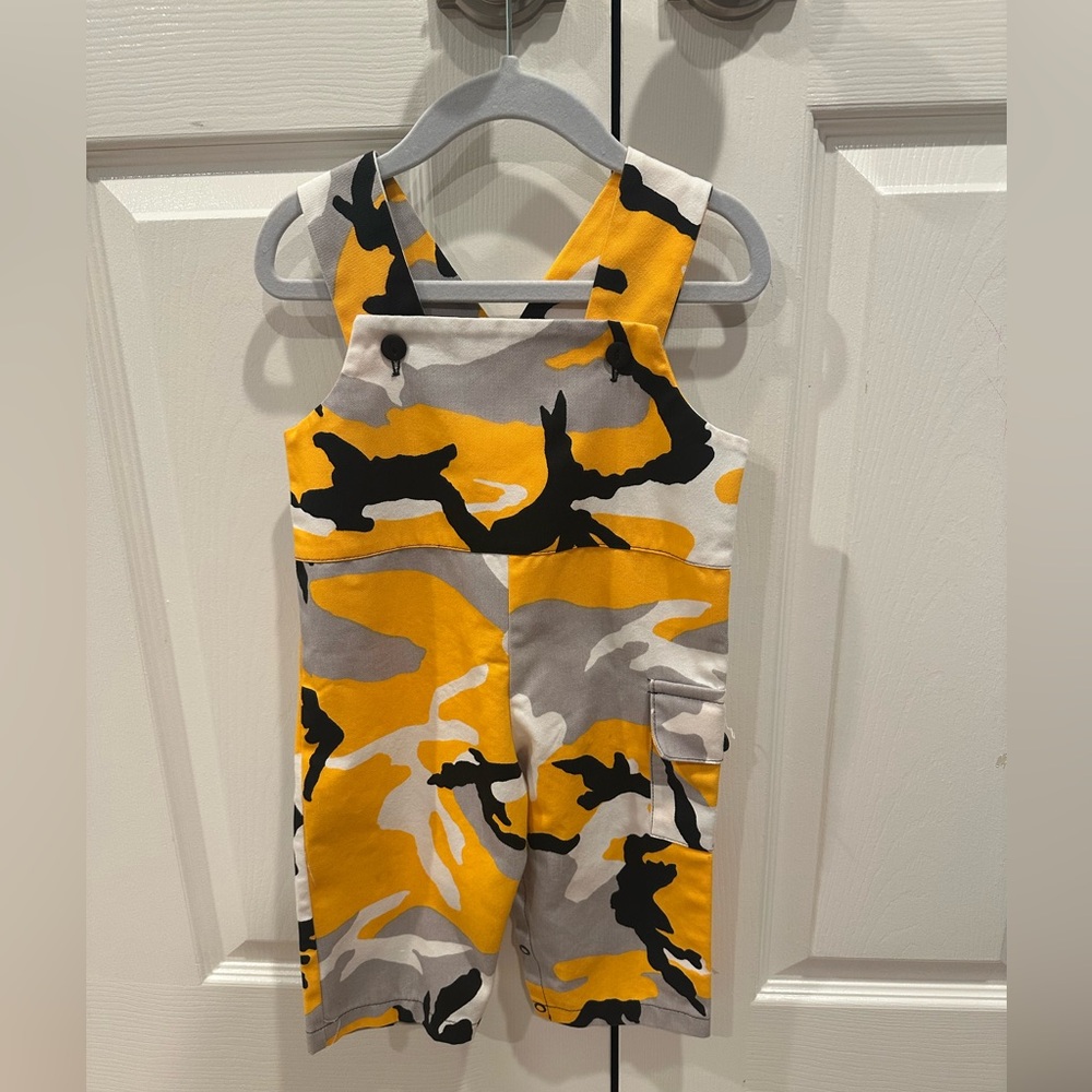 Steelers Baby Overalls 12M | Yellow Camo Fan